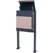MCW Pakketdoos met standaard -K41, pakketdoos, pakketstation, staande brievenbus, metaal ~ gegalvaniseerd antraciet-houtlook