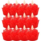 Torribaly Boeddhistische tafelkaarslamp zonder vlam, 12 stuks, waterdicht, 100 H