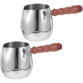 ABOOFAN 2St Roestvrijstalen Turkse Koffiepot Met Ergonomisch Houten Handvat