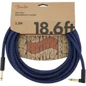 Fender Pure Hemp 18.6ft Haakse Instrumentkabel Blue Dream
