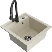 Mexen Vito granieten spoelbak 1-komorig met keukenmengkraan Elia, beige - 6503-69-670101-70