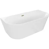Mexen Oval vrijstaande wandbad 140 x 75 , wit, overloop goud - 52671407500-50