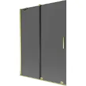 Mexen Velar badwand 2-delig schuifbaar 130 x 150 , grafiet, goud - 896-130-000-41-50