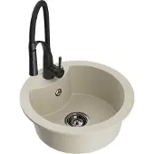 Mexen Diego granieten gootsteen 1-komorige met keukenmengkraan Aster, beige - 6512-69-73450-70-B