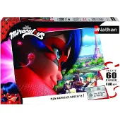Nathan Puzzel kind - - Miraculous LadyBug - 60 stukken - Stukjes verdeler - 36 x 26 cm