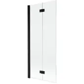 Mexen Mist badwand 2-delig links 80 x 150 , transparant, zwart - 8A9-080-002-70-00-L