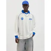 Jack & Jones Shirt 'JJPEPSI' ecru / royal blue/koningsblauw / wit
