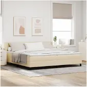 vidaXL Boxspring bed met hoofdeinde Crème 200 x 200 cm Stof