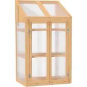 Outsunny kas - dennenhout - kunststof - bruin - 70L x 50B x 120H cm