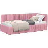 vidaXL Hoek Bed Frame met hoofdeinde Roze 90 cm x 200 cm Fluweel