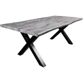 Meublorama Eettafel RIVET 160 cm in grijs houteffect en zwart metaal