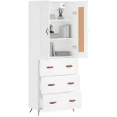 vidaXL Hoge kast 69,5x34x180 cm bewerkt hout wit