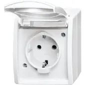 Busch-Jaeger 20 EW-54 Ocean (opbouw) Wandcontactdoos met randaarde spatwaterdicht Wit