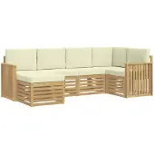 Syfax Buiten bankenset 6 pcs Wit en crèmekleurig Polyester