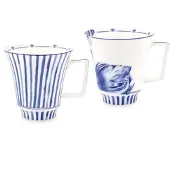 Heinen Delfts Blauw Mok Tulp - Porselein - set van 2