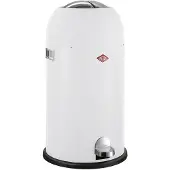 Wesco Kickmaster Prullenbak | Pedaalemmer | 33 Liter | Metaal - Mat wit | Afvalemmer - Made in Germany