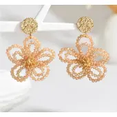 Fashion Jewelry Gouden oorbellen flower champagne - kralen oorbellen