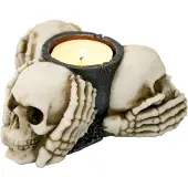 Nemesis Now Theelichthouder Three Wise Skulls Creme