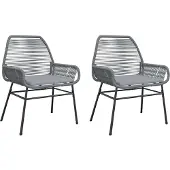 vidaXL Tuinstoelen 2 st met kussens poly rattan grijs