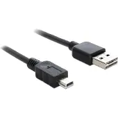DeLOCK Mini USB naar Easy-USB-A kabel - USB2.0 - tot 2A / zwart - 2 meter