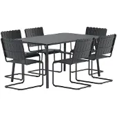Svea - Mitchel eethoek 6 tuinstoelen - zwart/zwart