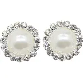 Charme Bijoux Clip oorbellen -Synthetische-parel strass ivoor -2 cm- geen gaatje-