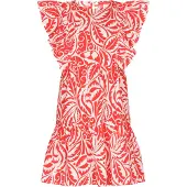 IZIA Zomerjurk oranjerood / wit