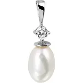 The Jewelry Collection Zilver Gerhodineerde Hanger parel 1302156