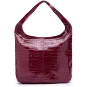 Manfield Burgundy leren croco schoudertas | Maat Onesize