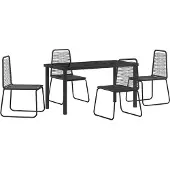 vidaXL Tuin Eettafel Set 5 st Zwart Gepoedercoat staal