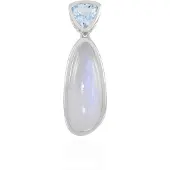 Cavill - 925 Sterling Zilver Hanger met 4,95ct Blauwe Maansteen en 0,675ct Hemelsblauwe Topaas - Elegante Druppelvormige Zilveren Sieraad
