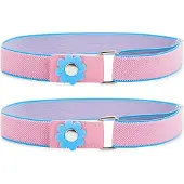 Ladeheid 2x meisjesriem elastische riem 1-6 jaar 34-65 cm P15G (roze/blauw)