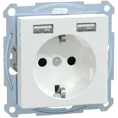 Merten stopcontact met stekkerdoos MEG2366-0325, met USB-lader, actief, wit, glanzend