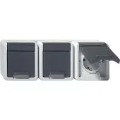Gira 478930, SCHUKO, 3-voudige stekkerdoos. Geschikt voor gebruik in woningen, voldoet aan de Duitse woningbouwvoorschriften (KD WG AP G)