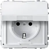 Merten SCHUKO-stopcontact met klapdeksel, BRS, schroefklemmen, polarwit, AQUADESIGN, 1 stuk.