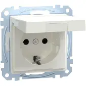 Schneider Electric SCHUKO-stopcontact met kleppendeksel, IP44, BRS, schroefklemmen, glanzend polarwit, systeem M, 1 stuk.