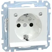 Merten MEG2304-0325 stopcontact met verhoogde bescherming tegen aanraking + lichtuitlaat, kleur: M-Pure, actief wit/glanzend