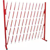 MCW Afzetting -B34, schaarhek, uitschuifbaar hekwerk, aluminium rood-wit ~ hoogte 153 cm, breedte 36-300 cm