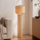 LumenXL Vloerlamp Fiora van bamboe met geweven kap