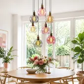 LumenXL 7-lichts hanglamp Liya - gekleurd glas