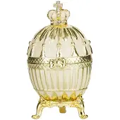 Danila-Souvenirs Faberge-stijl geribbeld juwelendoos juwelenkistje met keizerskroon 9 cm crème