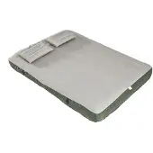 SoBuy Opblaasbaar Luchtbed 191 x 137 x 22 cm - Geïntegreerde Kussens - 150 kg - Grijs/Donkergroen