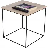 FutuStal - Stalen Bijzettafel - Zwart - 40x40 cm - Dąb Sonoma