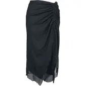 Banned Midirok - Umbra Mesh Ruched Skirt - XS tot 4XL - voor Vrouwen - zwart - Maat S