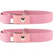 Ladeheid 2x meisjesriem elastische riem 1-6 jaar 34-65 cm P15G (roze/hart)