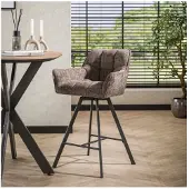 Meubelplaats Barstoel raster draaibaar - Hoven taupe - barstoelen set van 2