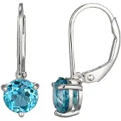 Cavill - Zilveren Oorbellen met London Blue Topaas - 925 Sterling Zilver met Rhodiumlaag - 1,465 ct Briljant Rond - Elegante Oorbellen Dames