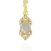 Cavill - Welo Opaal Hanger - 925 Sterling Zilver Verguld - 0,684 ct Ovaal Ethiopische Opaal - 0,134 ct Tanzanian Zirkonia - Filigraan Elegant Sieraad