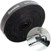 Baseus Klittenbandrol 3m - Zwart Kabelbinder knipbare cable organizer