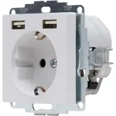Kopp Inbouwstopcontact Athenis Randaarde 1-polig + 2 Usb Grijs Ip20